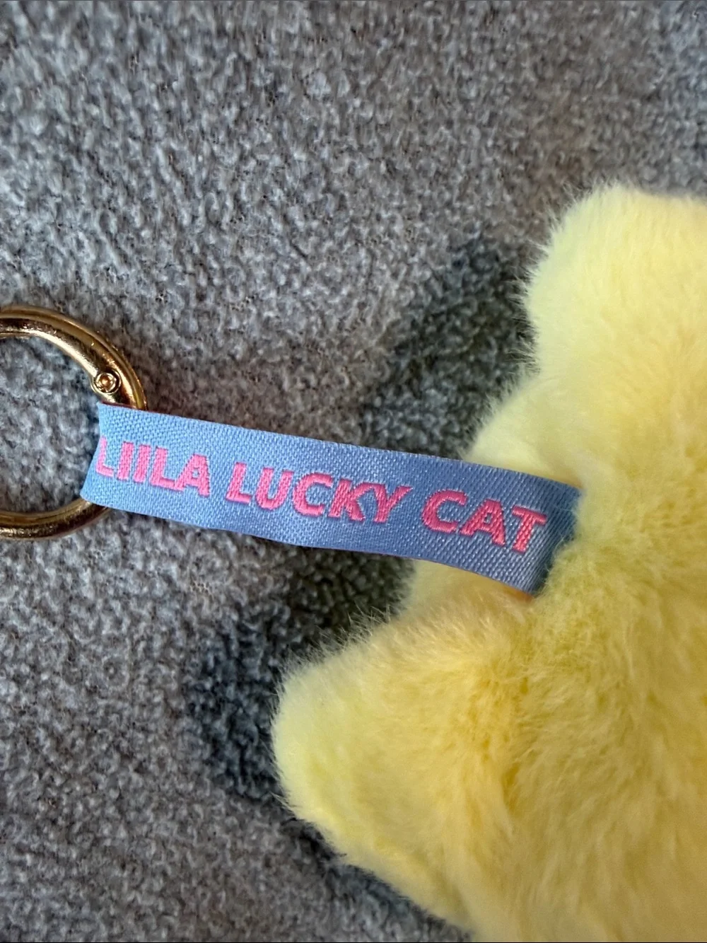 Liila’s Lucky Cat - Yellow Plush Cat Keychain Doll with Floral Bow